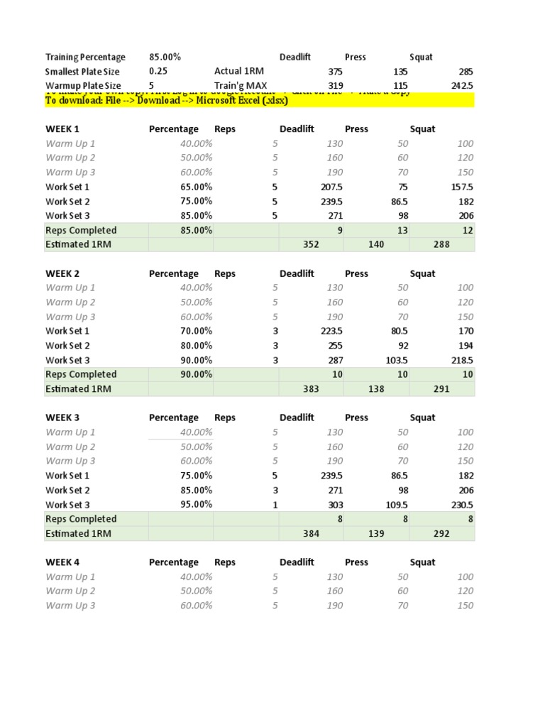 Strength Training Progress Chart | PDF | Sports Science | Determinants ...
