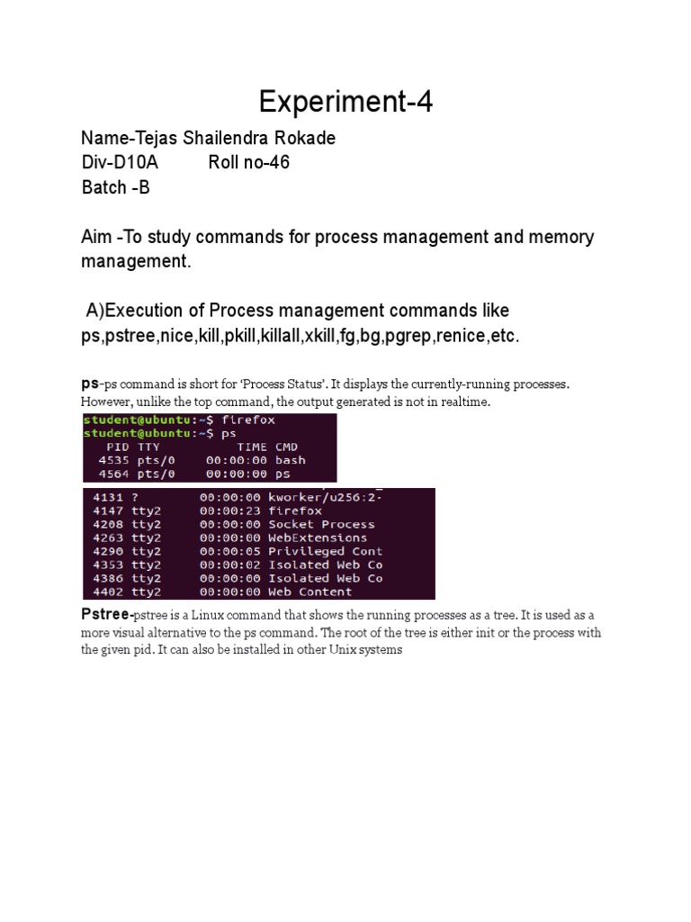 Linux Process and Memory Management Commands | PDF | Command Line ...