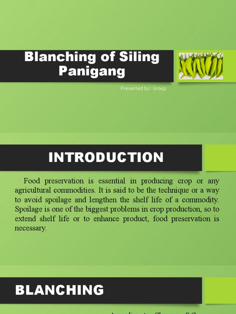 Blanching Effects on Siling Panigang | PDF | Food And Drink | Nutrition