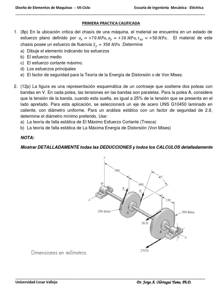 Análisis de Esfuerzos en Elementos de Máquinas | PDF