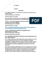 Economía 1) - I) - Título: Argentina y China Apuran Un Plan de Inversiones Por U$s