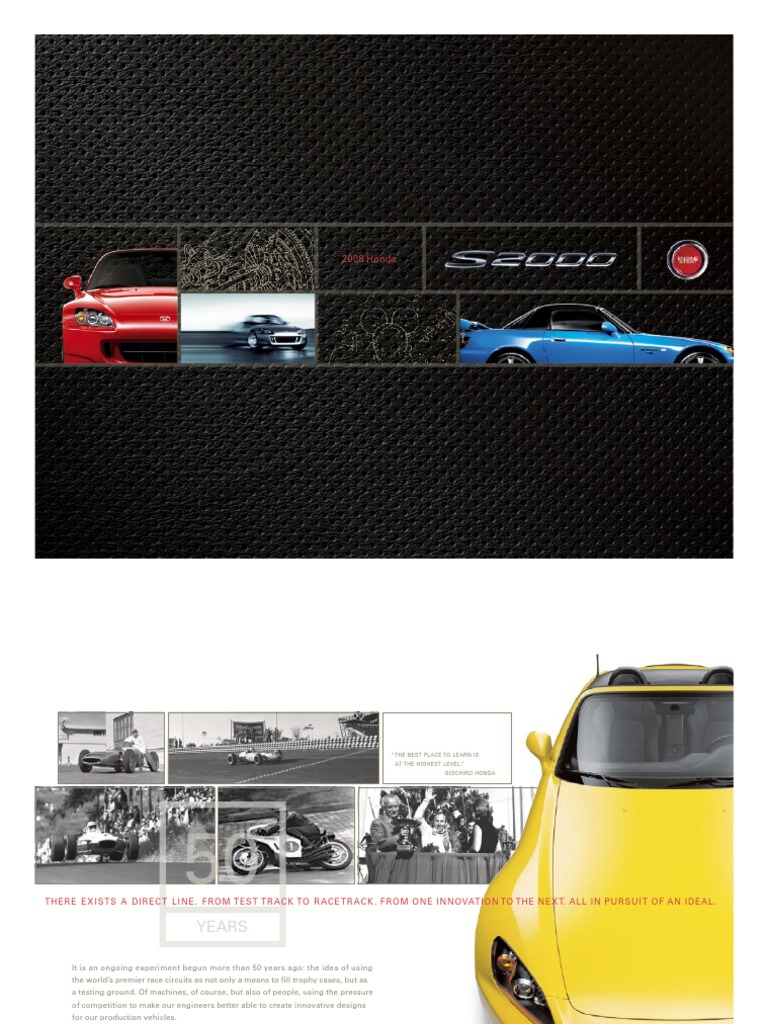 2008 Honda S2000 Brochure PDF Manual Transmission Fuel Economy In