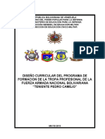 Diseño Curricular Del Programa de Formacion de La Tropa Profesional de La Fuerza Armada Nacional Bolivariana "Teniente Pedro Camejo"