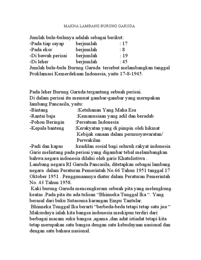 Makna Lambang Burung Garuda