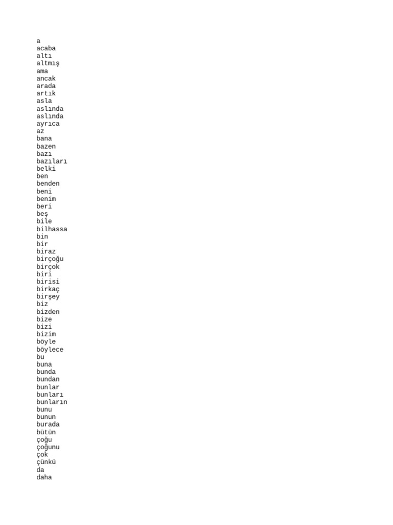 TR Stop Words | PDF