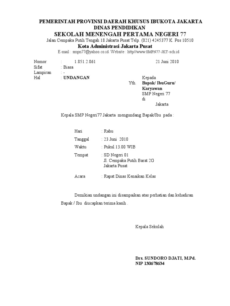 CONTOH Undangan Rapat | PDF