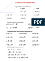 MULTIPLICACIÓN Y DIVISIÓN DE NÚMEROS ENTEROS