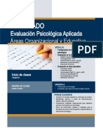 Diplomado: Evaluación Psicológica Aplicada Áreas Organizacional y Educativa