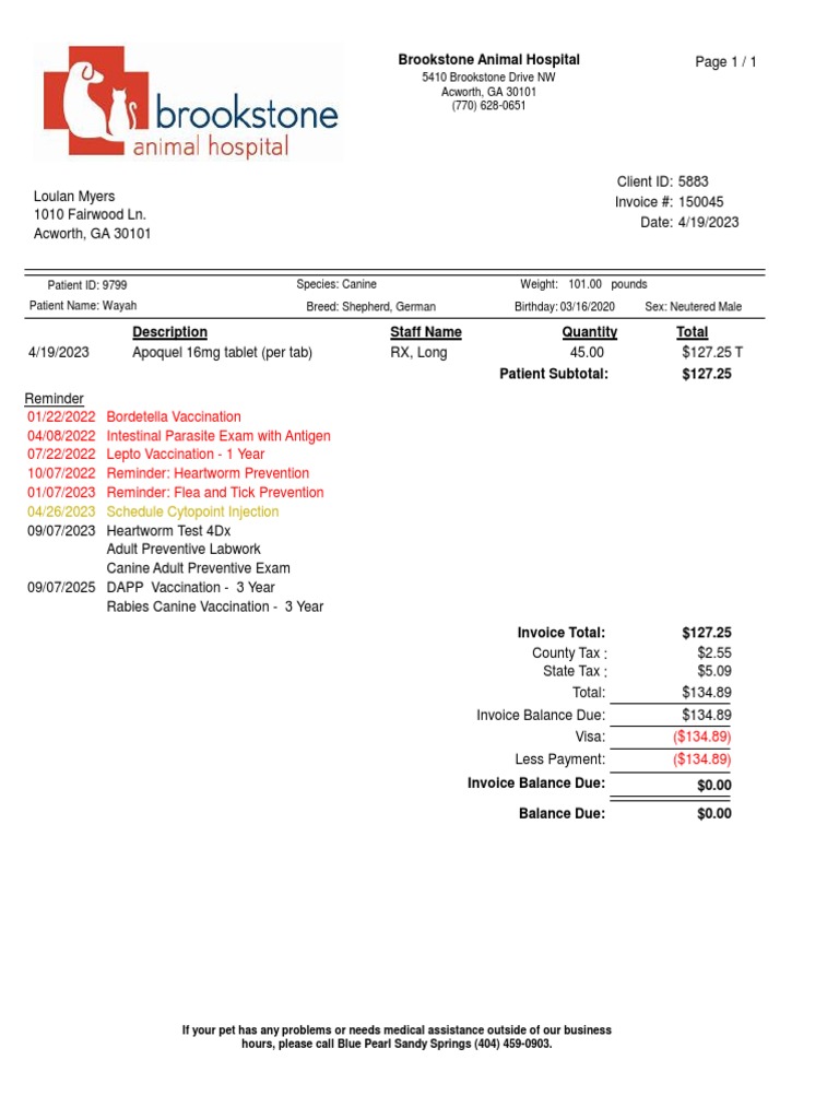 Brookstone Animal Hospital Acworth, GA 30101 (770) 6280651 5410