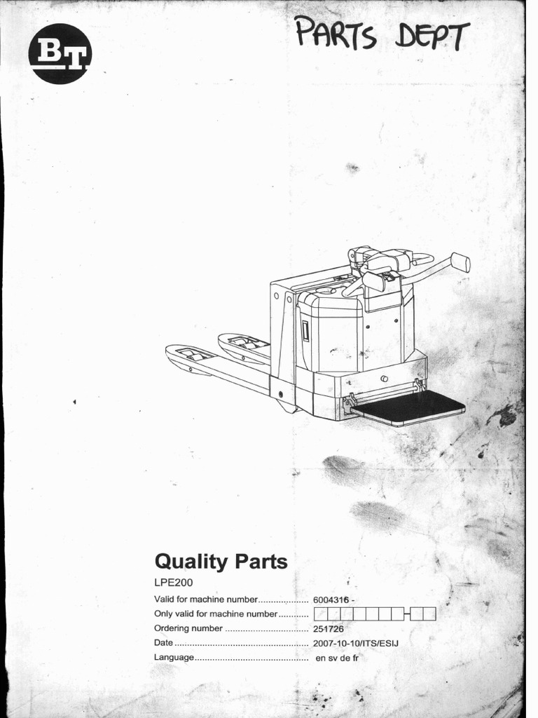 BT LPE200 6004316 Parts Manual | PDF