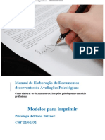 Modelos para Imprimir: Manual de Elaboração de Documentos Decorrentes de Avaliações Psicológicas