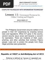 Lesson 11: Government Provisions For Online Courtesy and Etiquette