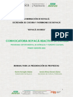 Convocatoria Boyacá Reactiva La Cultura: Gobernación de Boyacá Secretaría de Cultura Y Patrimonio de Boyacá