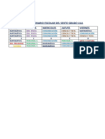 Horario Escolar Del Sexto Grado Lila