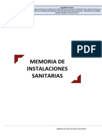 Memoria de Instalaciones Sanitarias