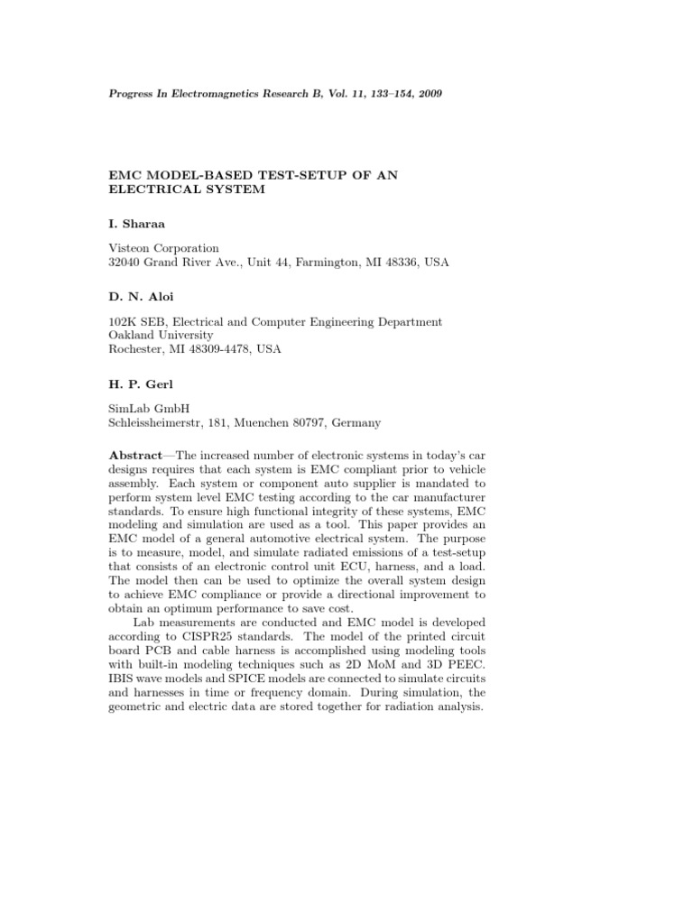 EMC-based Setup For An Electrical System | PDF | Electromagnetic ...
