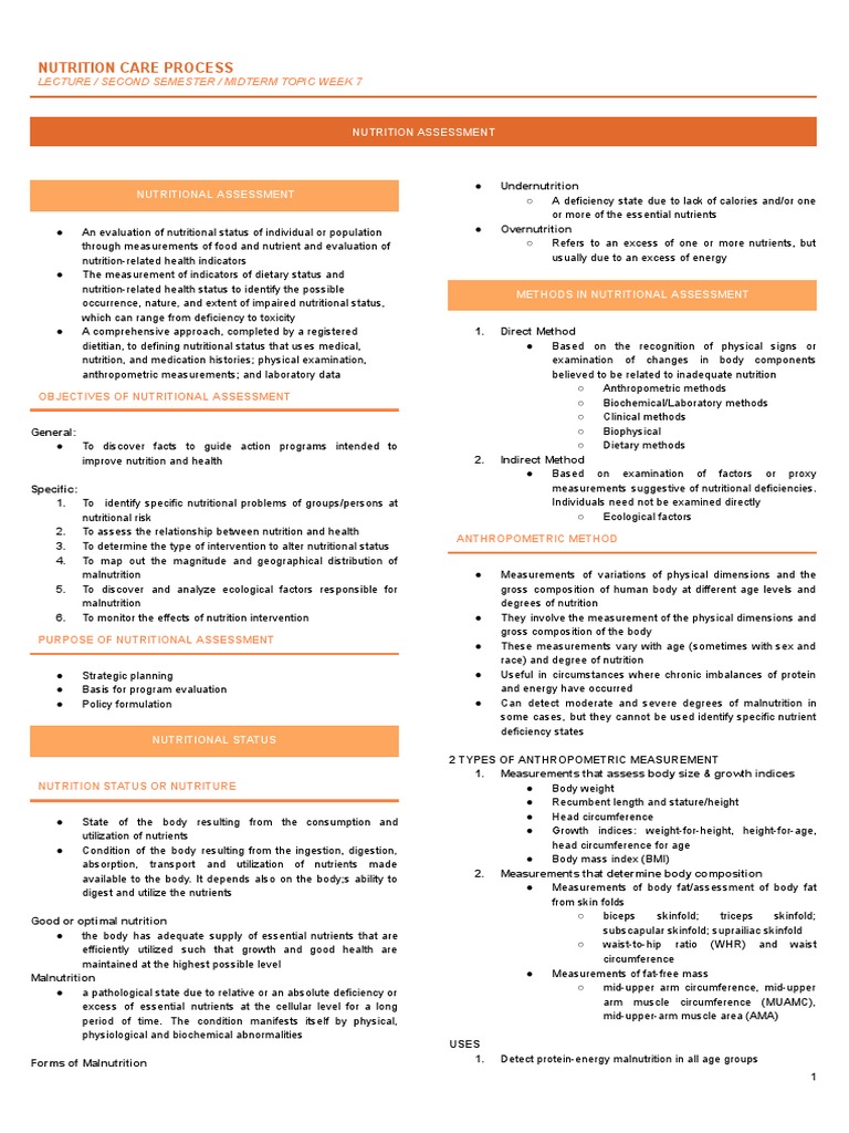 Nutritional Assessment Overview Guide | PDF | Body Mass Index | Nutrition