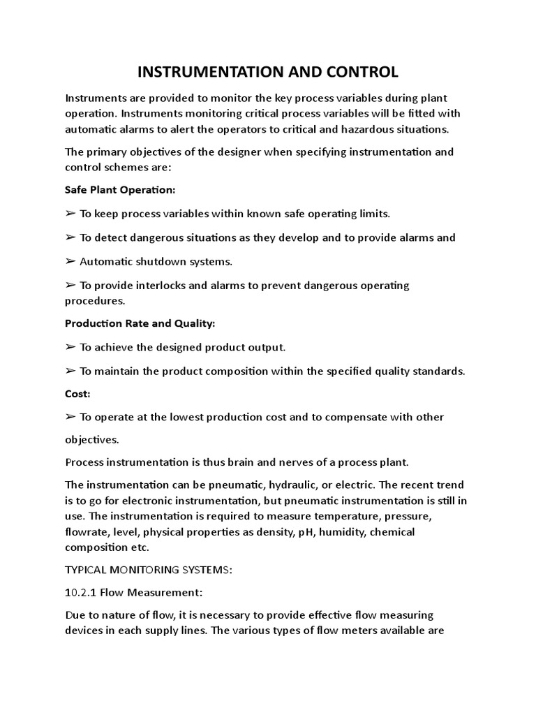 Process Plant Instrumentation Guide | PDF | Pressure Measurement | Flow ...