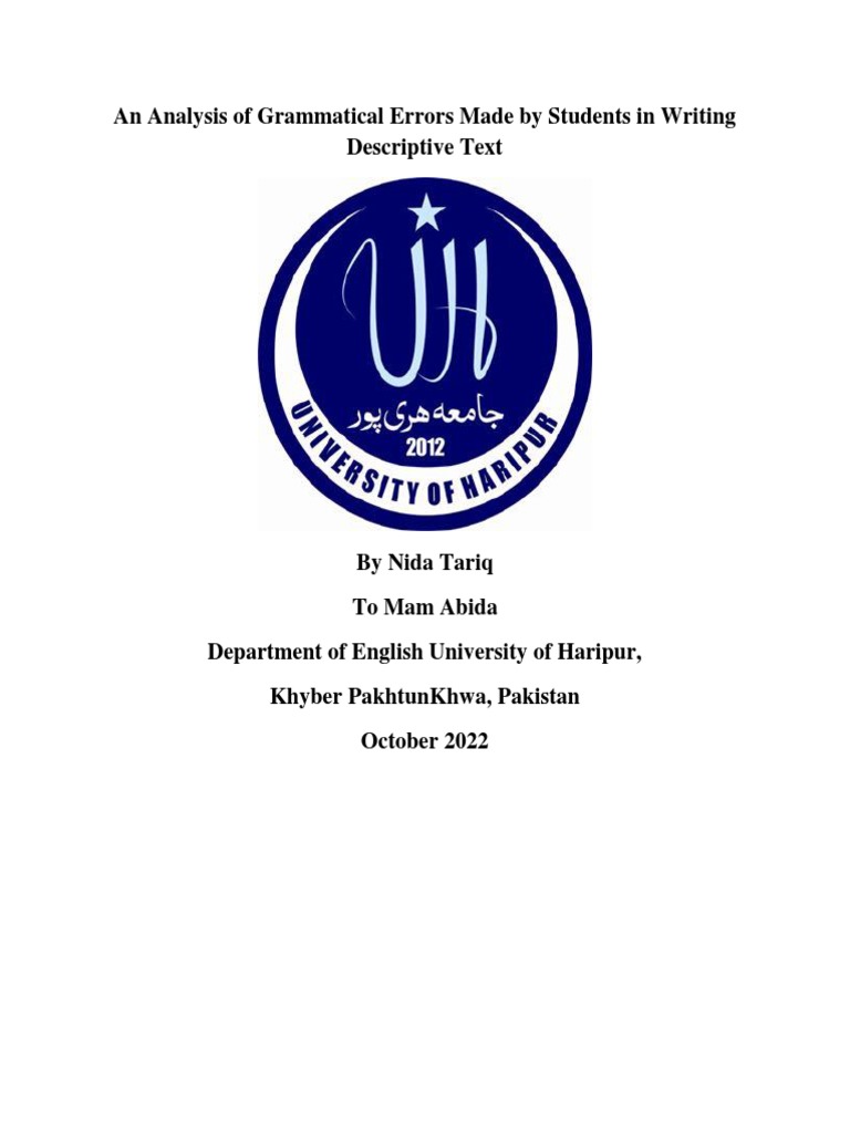 Grammatical Errors in Student Descriptive Writing | PDF | English ...