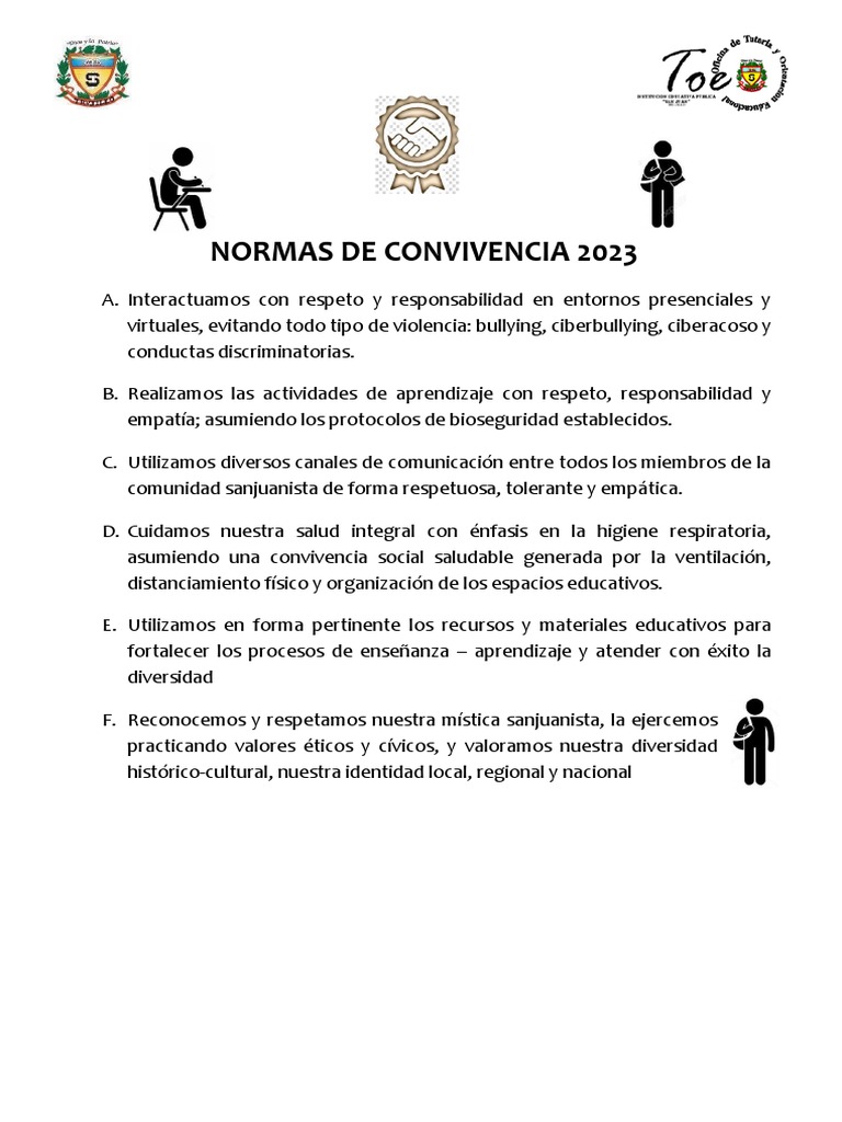 Normas de Convivencia 2023 | PDF | Salud y bienestar