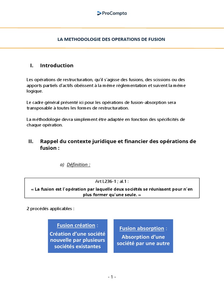 Méthodologie des opérations de fusion | PDF | Investir | Économie