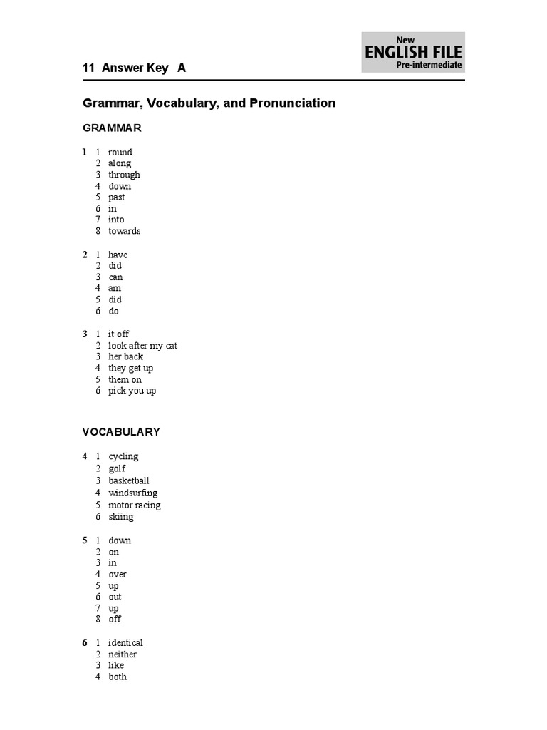 Ef3e Preint Filetest 11 Answerkey Pdf Vocabulary Communication