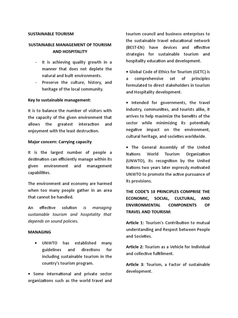 Sustainable Tourism Management Strategies | PDF | Sustainability | Tourism