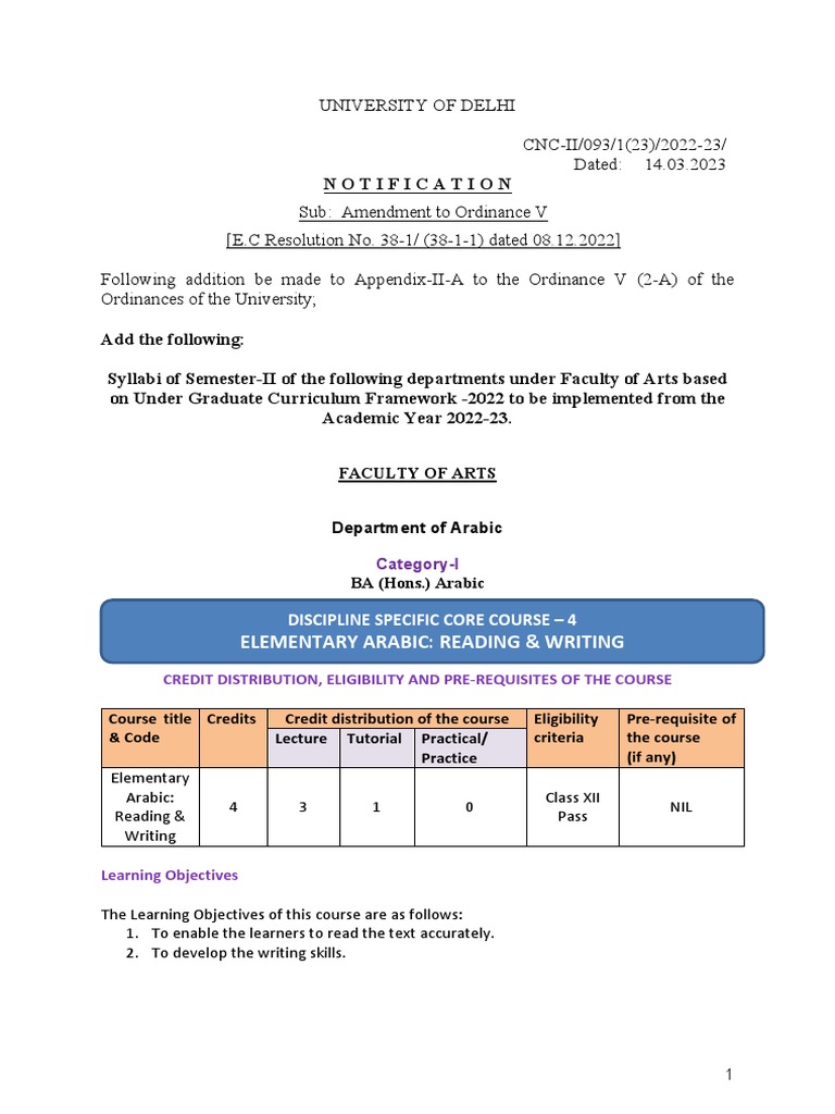 Notification: Elementary Arabic: Reading & Writing | PDF | Mahayana ...