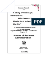 Master of Business Administration: A Study of Training & Development Effectiveness in Lloyds Steel Industries LTD Wardha"