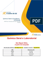 Química Geral e Inorgânica - Introdução: Prof Dra. Francisca de Assiz Carvalho Fev/22