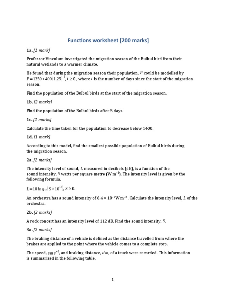 Functions Worksheet | PDF | Function (Mathematics) | Mathematics