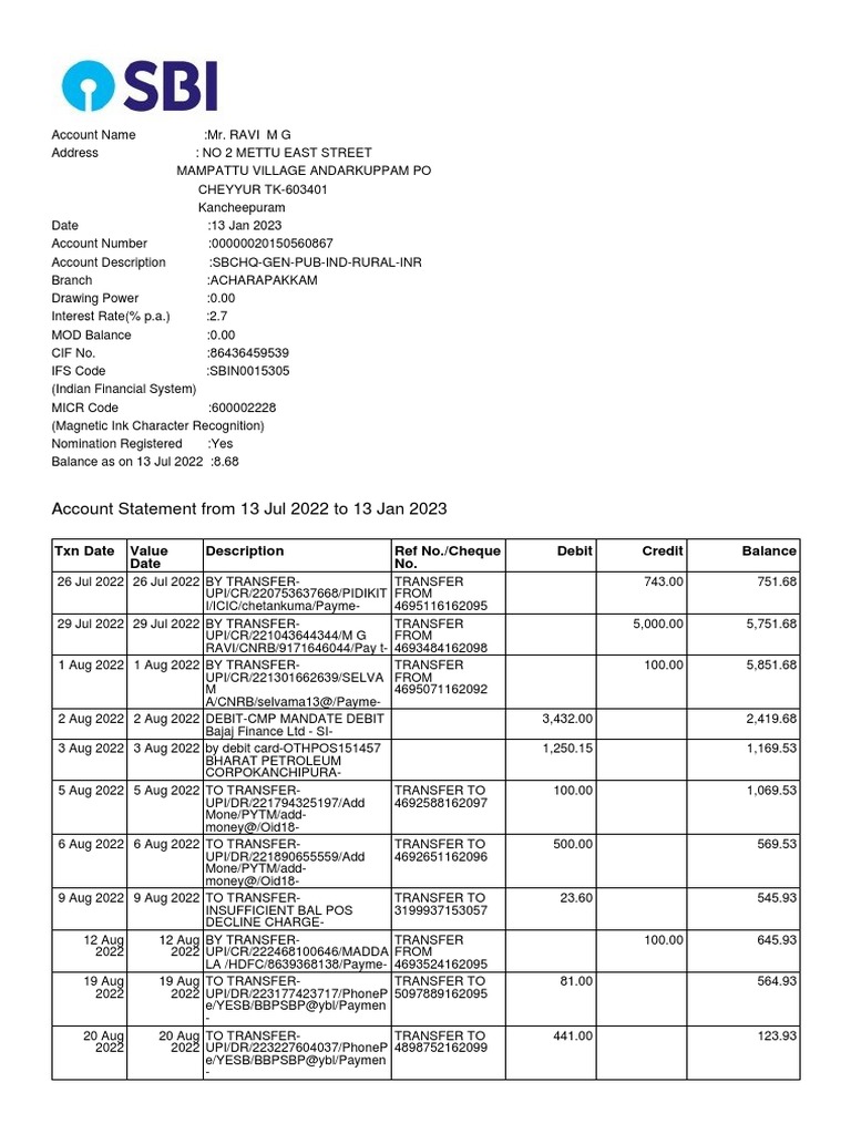 Account statement from 13 jul 2022 to 13 jan 2023 download free pdf