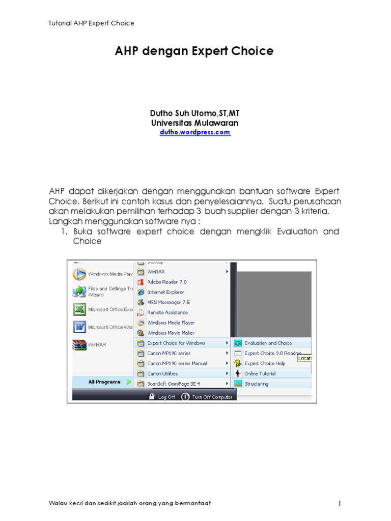 Panduan AHP dengan Expert Choice | PDF