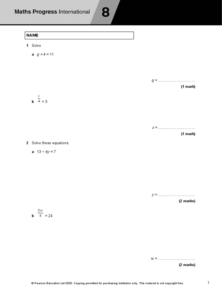 End of unit 2 test 1 solve a pdf elementary mathematics mathematics