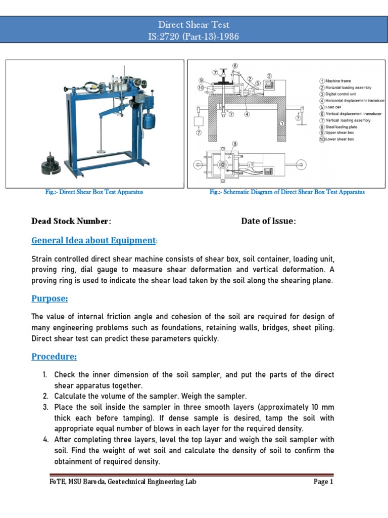 Direct Shear Box Test Manual PDF