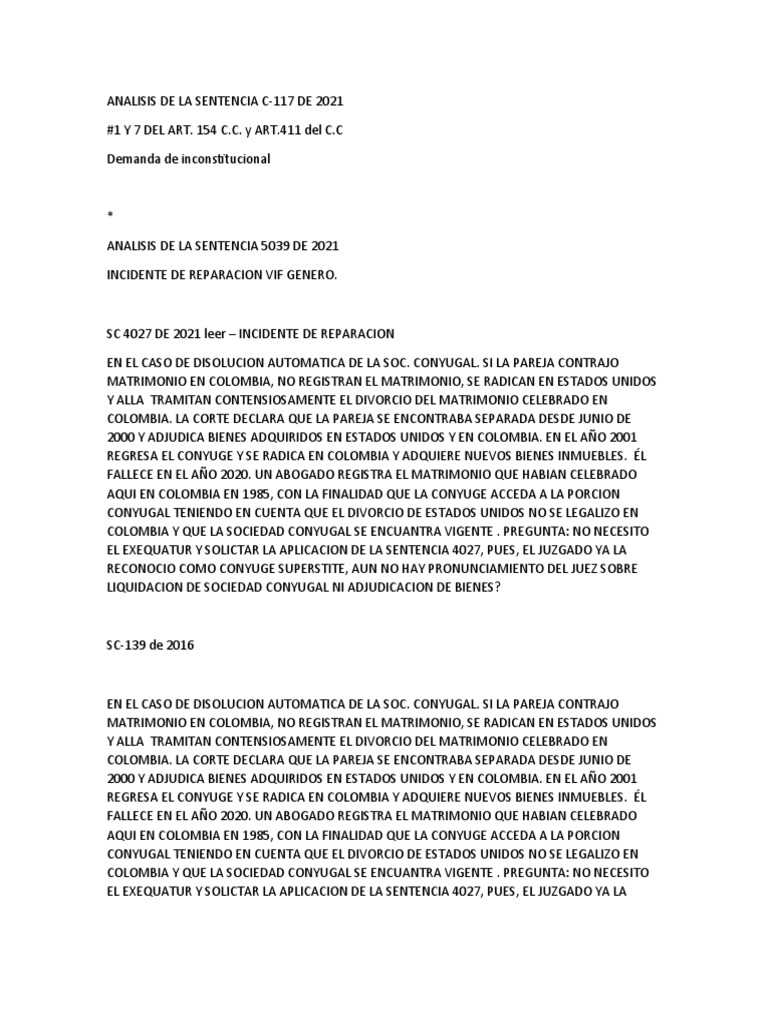 Analisis de La Sentencia C | PDF