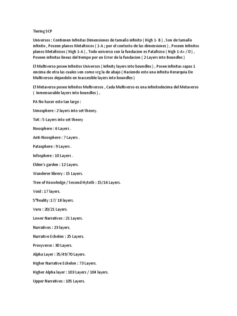 SCP Tier System and Layer Hierarchy | PDF