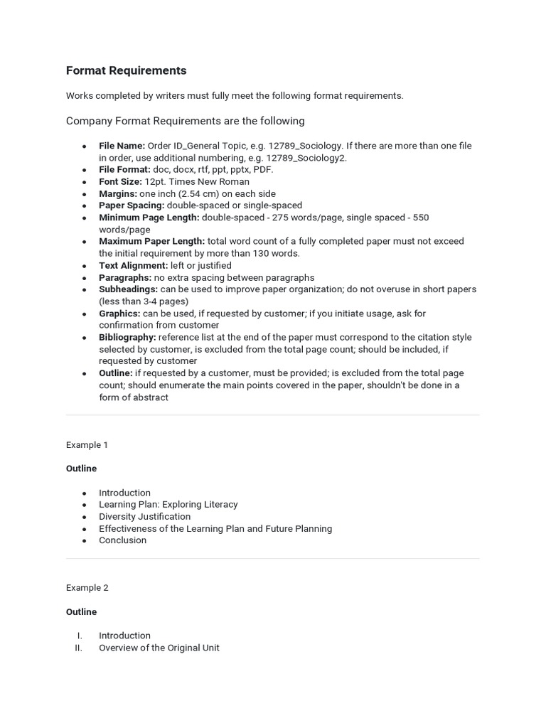 Guidelines for Meeting Format Requirements: Detailed Instructions on ...