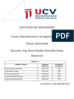 Facultad de Ingeniería Curso: Introducción A La Ingeniería Civil Tema: Entrevista Docente: Ing. Rosa Emilia Zamudio Rojas Alumnos