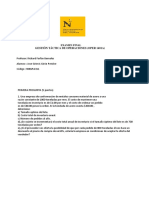 Gestión Táctica de Operaciones (Oper 1401A) : Examen Final