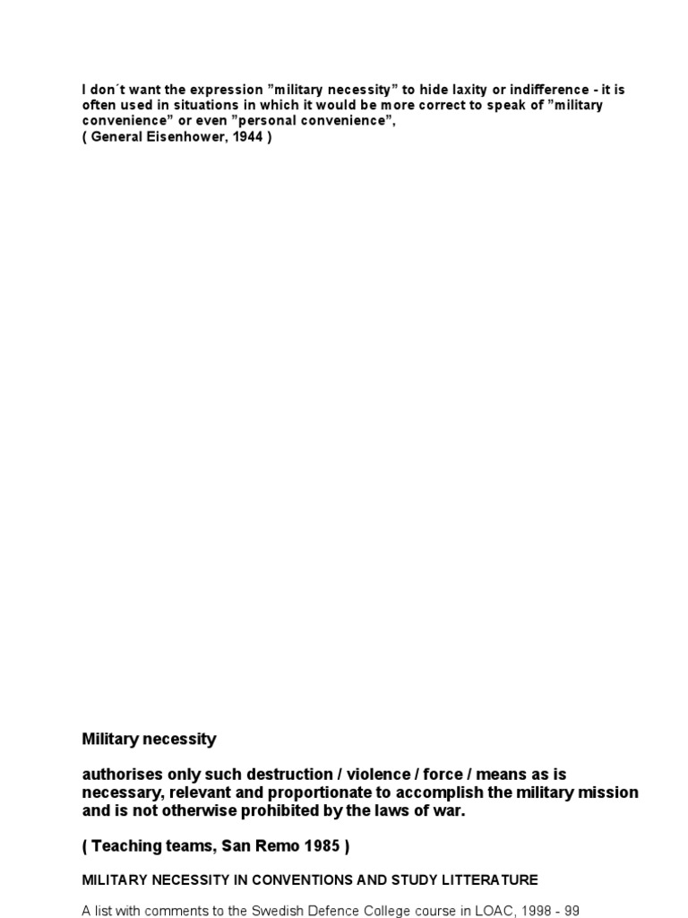 Military Necessity | Military Occupation | Law Of War
