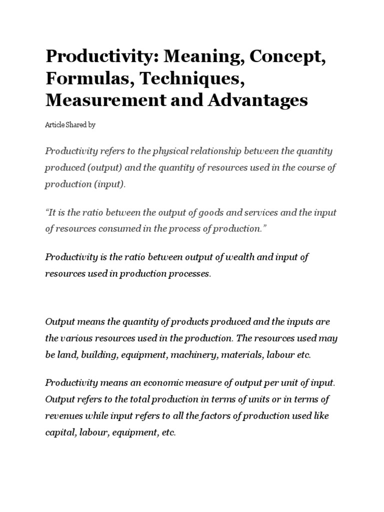 Understanding Productivity in Business | PDF | Factors Of Production ...