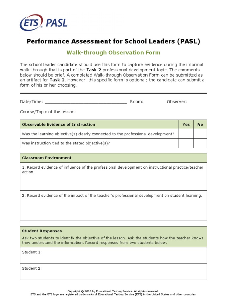 Walk Through Observation Form - 1689734627