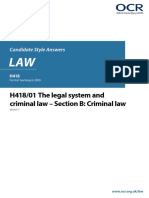 H418/01 The Legal System and Criminal Law - Section B: Criminal Law