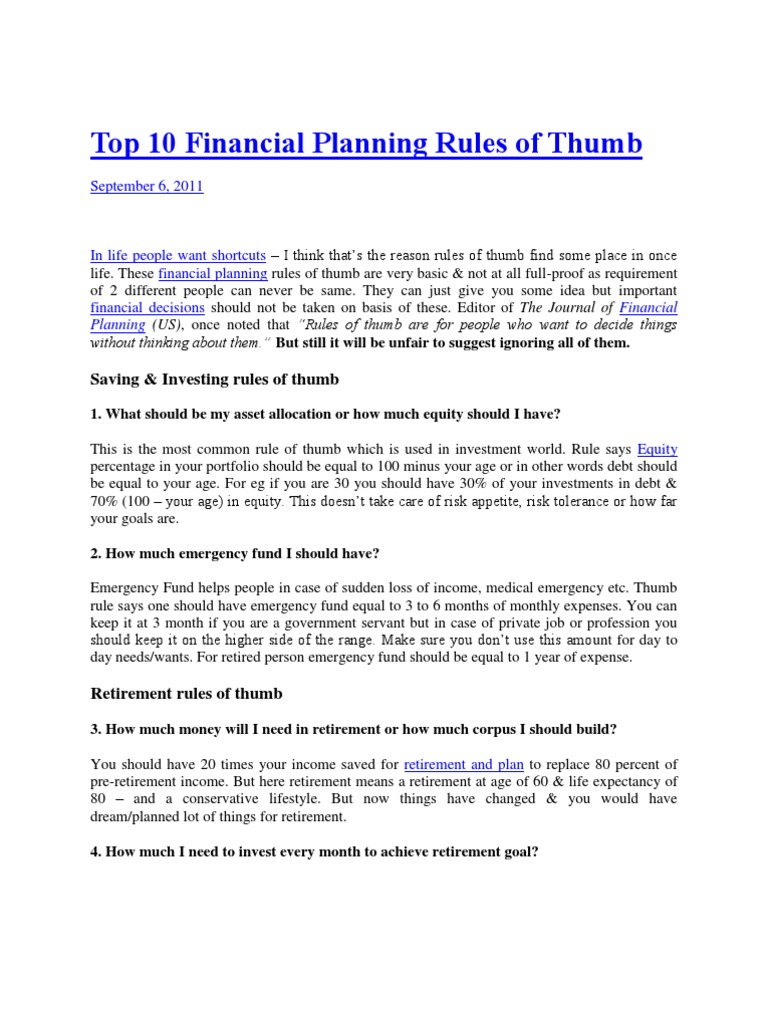 top-10-financial-planning-rules-of-thumb-retirement-investing