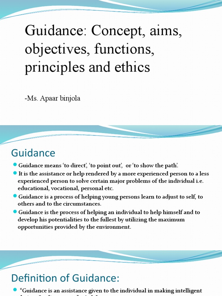 Guidance: Concepts, Aims, and Functions | PDF | Schools | Counseling ...