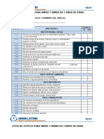 Lista de cotejo para niños de 3 a 5 años