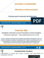 Introduccion A La Ingeniería Cátedras: Mecánica y Electromecánica