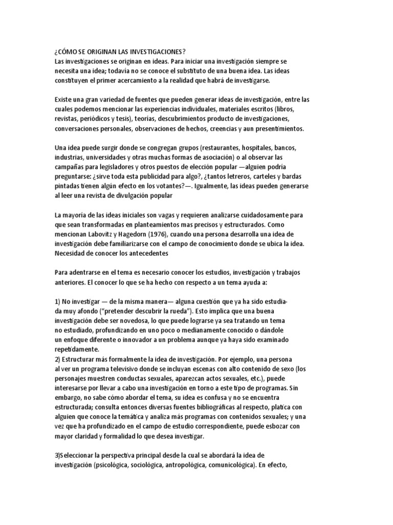 COMO SE ORIGINAN LAS INVESTIGACIONES PDF