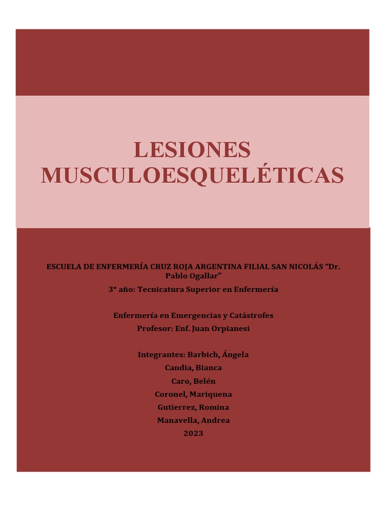 LESIONES MUSCULOESQUELETICAS. Enf en Emergencias | PDF | Hueso | Lesión